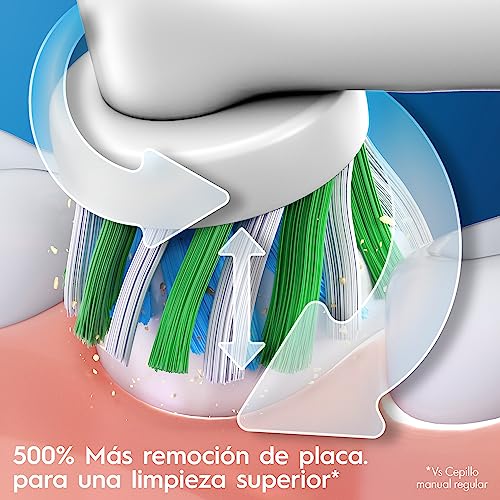 Oral B Cepillo de Dientes Eléctrico Recargable Pro 2000 + 1 Repuesto Sensi Ultrafino + 1 Repuesto CrossAction, con Tecnología Braun, Cabezal Redondo y Mango Ergonómico